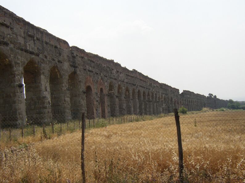 The arcade of the Aqua Claudia, one of the eleven aqueducts of Rome 